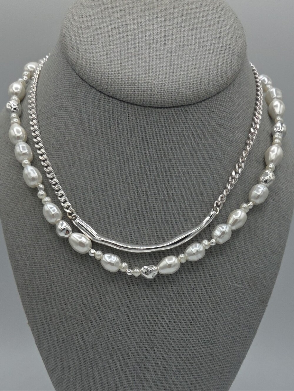 5 for $25! Madewell Silver-Tone Layered Faux Pearl Necklace Set